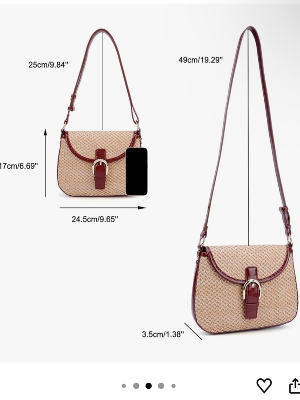 Woven Straw tote crossbody shoulder bag - Picture 3 of 9